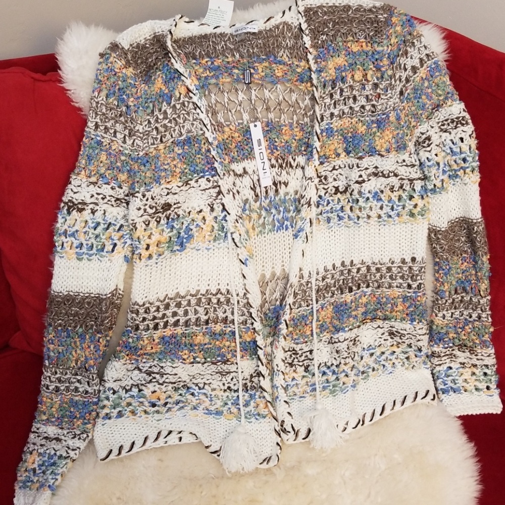 NWT - SIONI crocheted cardigan sweater size:Medium